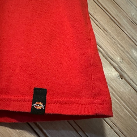 Dickies Red & Blue Logo Tee T Shirt White Stripes Workwear Outdoor - Picture 3 of 6